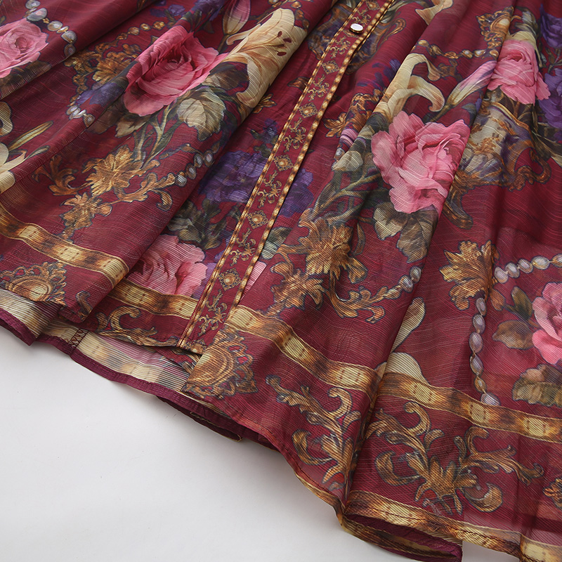 Retro flowers dress long spring and summer shirt