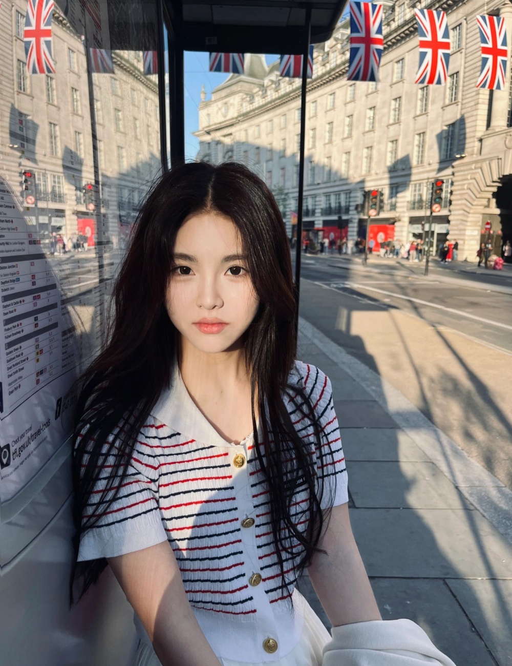 Summer navy collar sweater stripe lapel tops