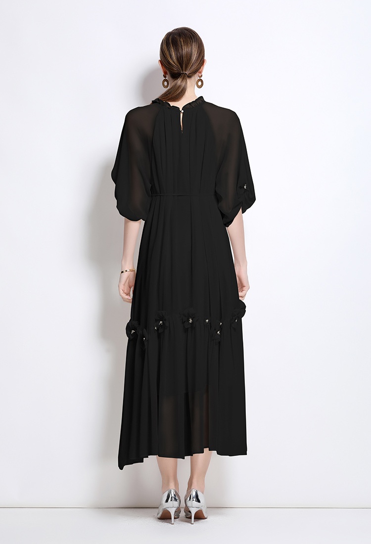 Spring loose flowers dress fashion light luxury long dress