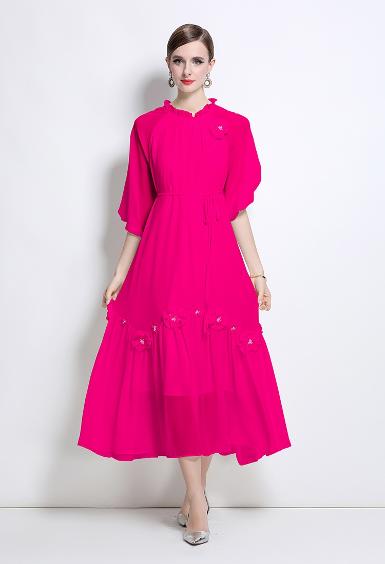 Spring loose flowers dress fashion light luxury long dress