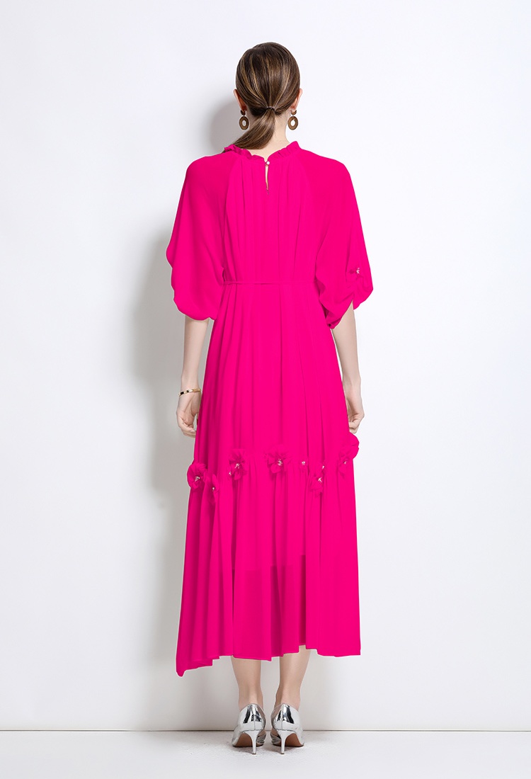 Spring loose flowers dress fashion light luxury long dress