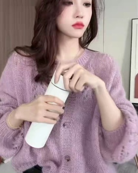 Spring and autumn lazy cardigan hollow sweater for women