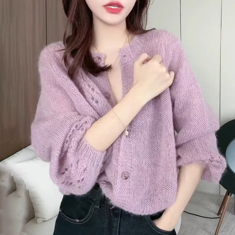 Spring and autumn lazy cardigan hollow sweater for women