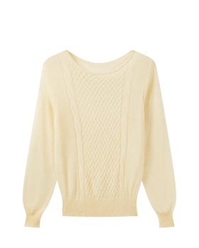 Unique sloping shoulder tops long sleeve sweater