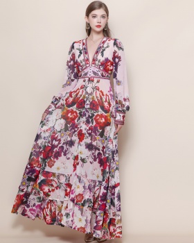 Frenum dress V-neck long dress for women