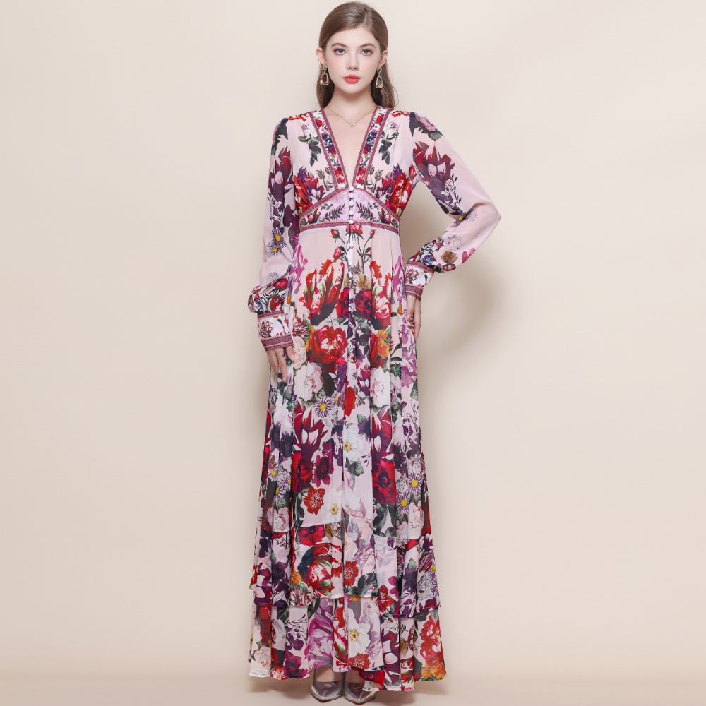 Frenum dress V-neck long dress for women