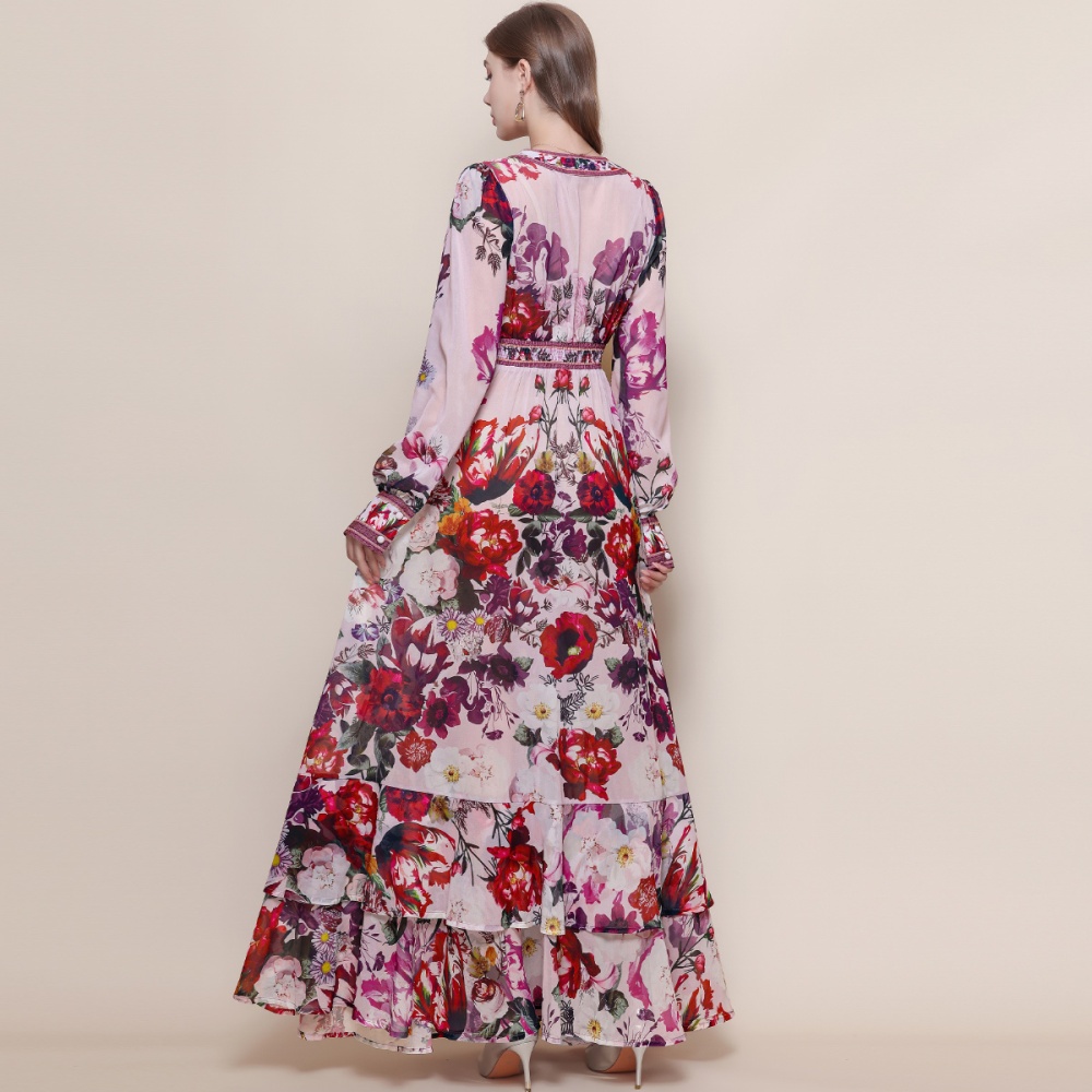 Frenum dress V-neck long dress for women