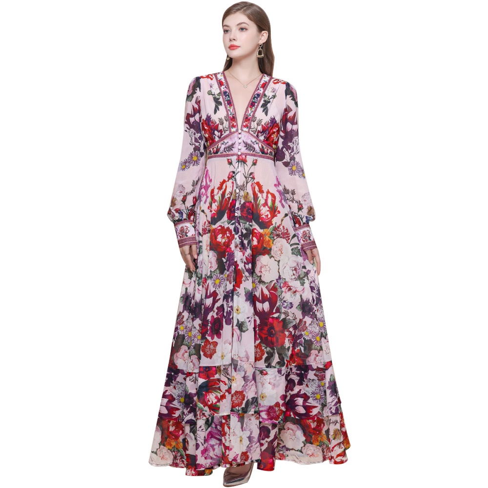 Frenum dress V-neck long dress for women