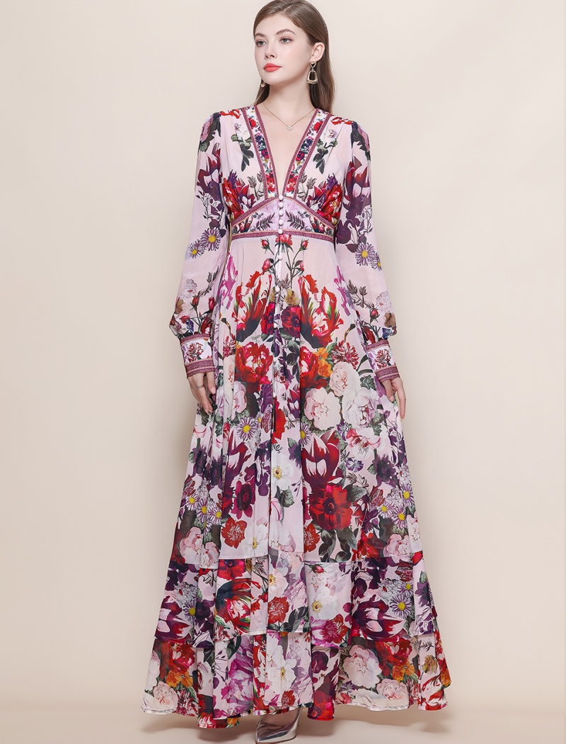 Frenum dress V-neck long dress for women