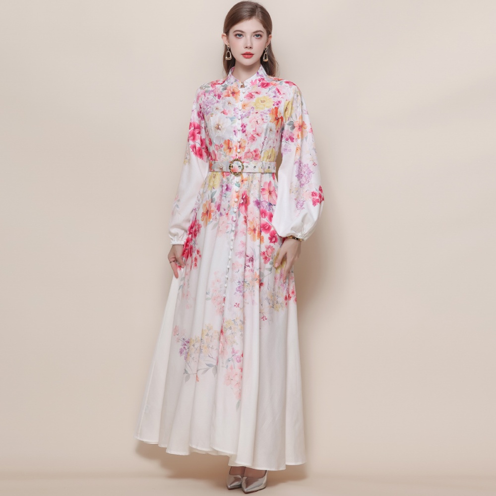 Retro France style breasted dress slim long formal dress