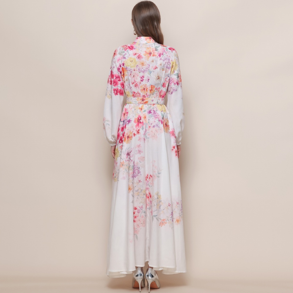 Retro France style breasted dress slim long formal dress