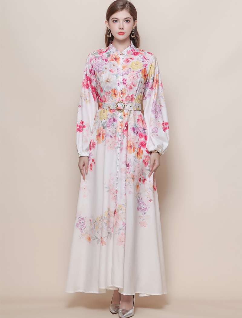 Retro France style breasted dress slim long formal dress