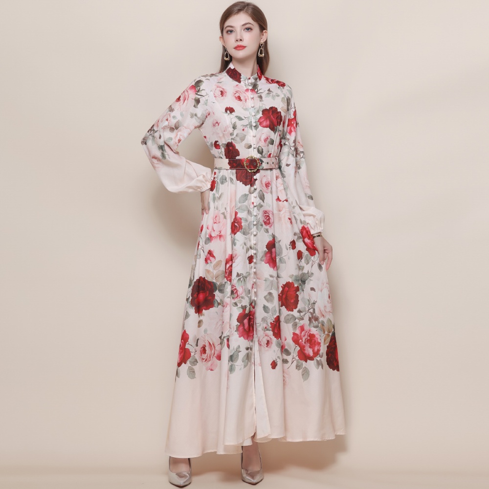 Puff sleeve temperament formal dress Western style dress