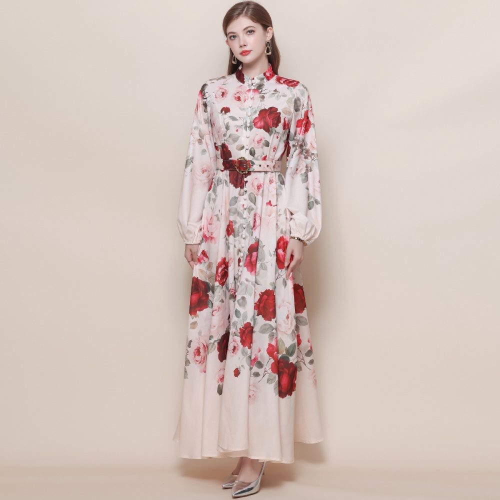 Puff sleeve temperament formal dress Western style dress