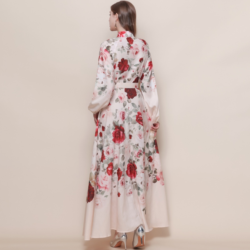 Puff sleeve temperament formal dress Western style dress