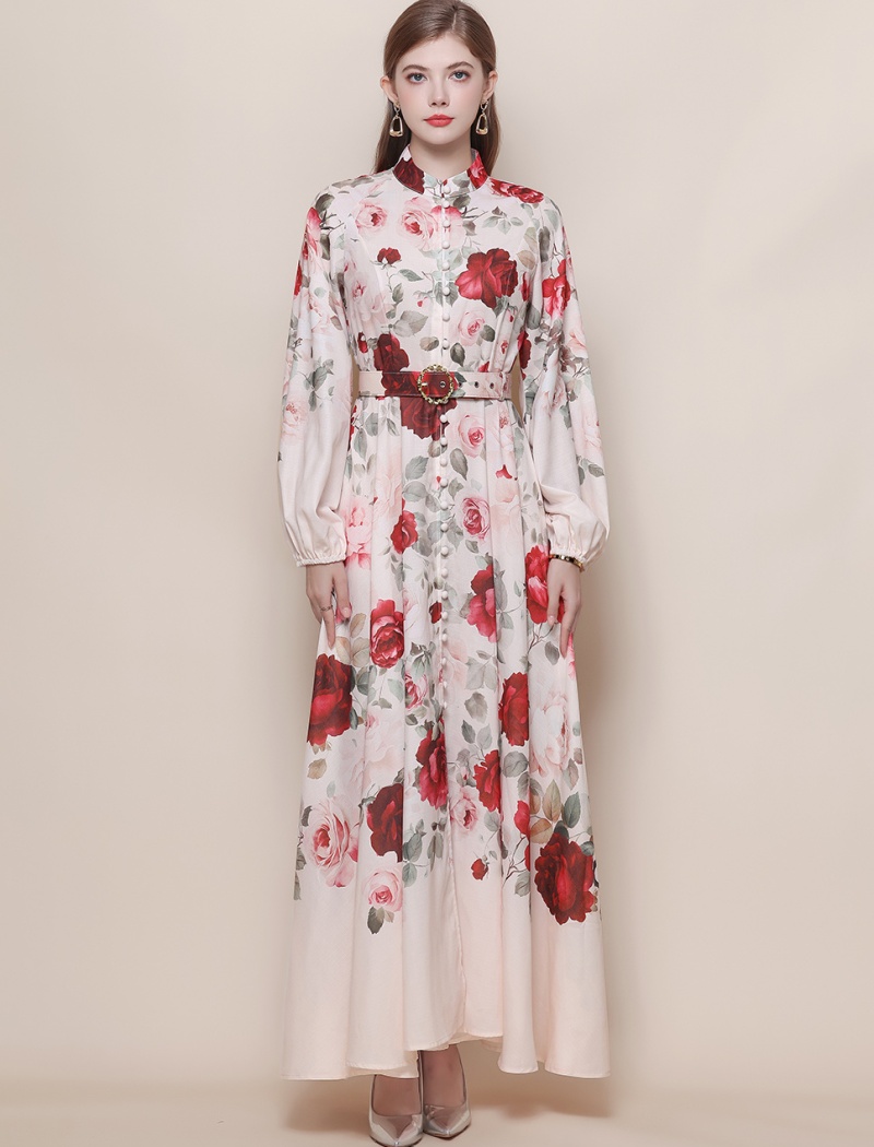 Puff sleeve temperament formal dress Western style dress