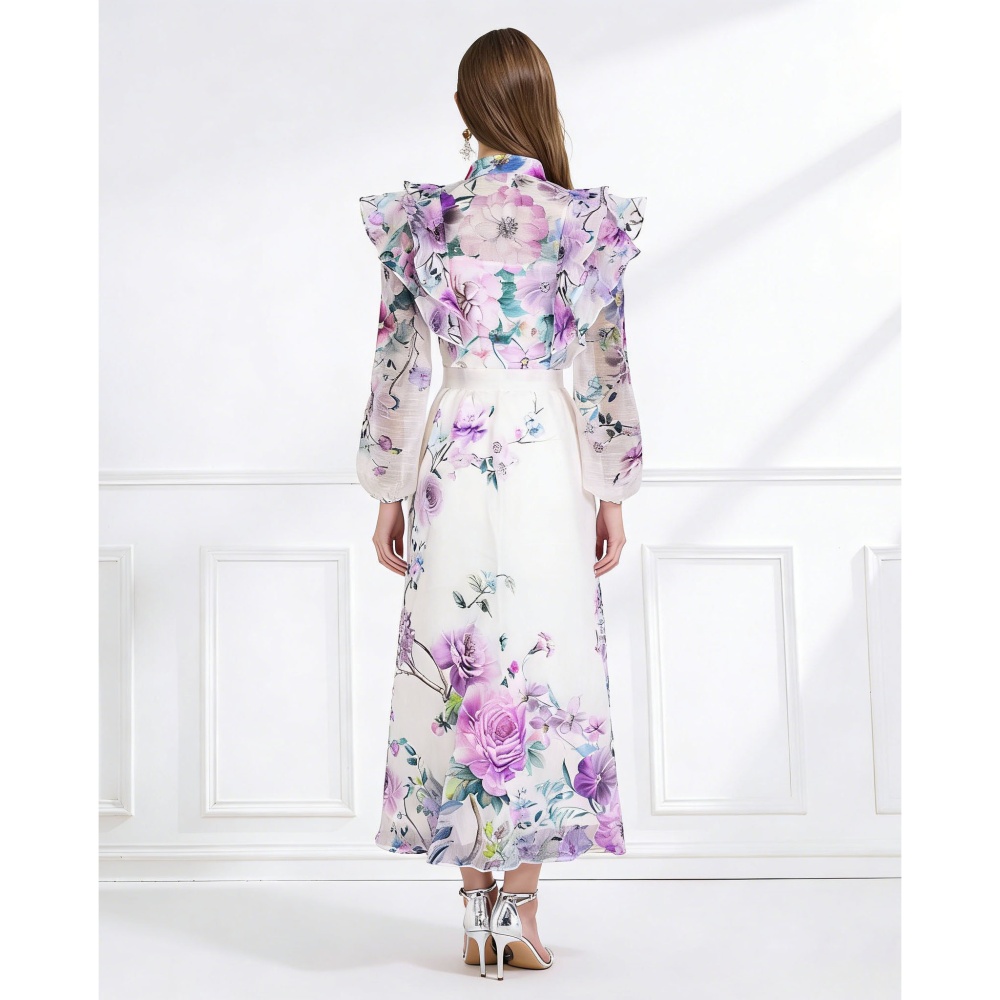 Lotus leaf edges flowers skirt 2pcs set