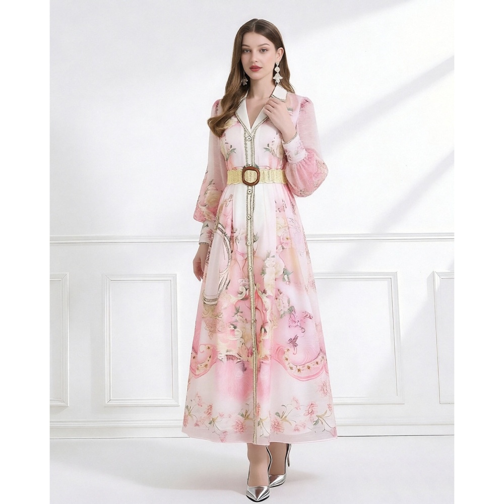 Silk linen dress lotus leaf edges business suit