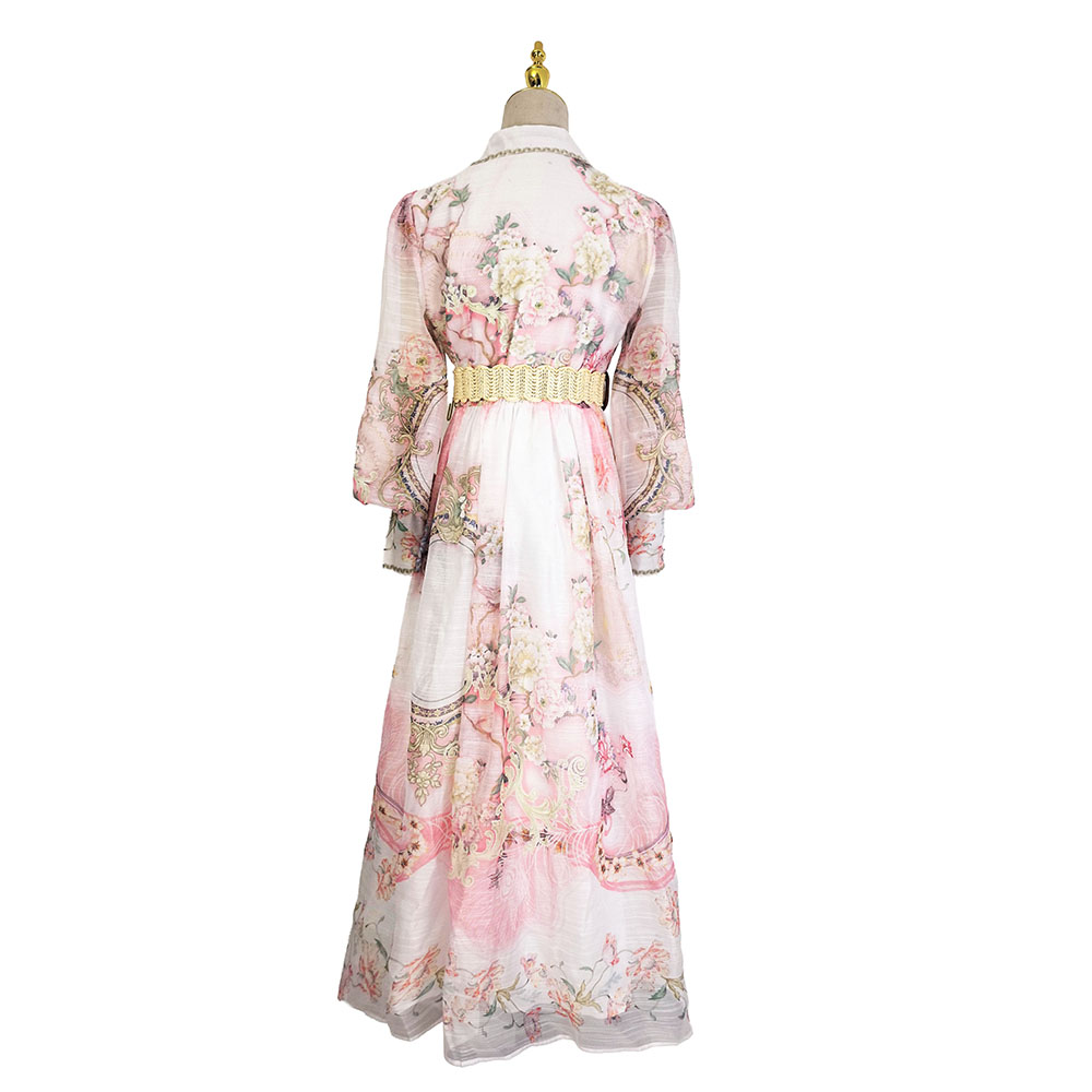 Silk linen dress lotus leaf edges business suit