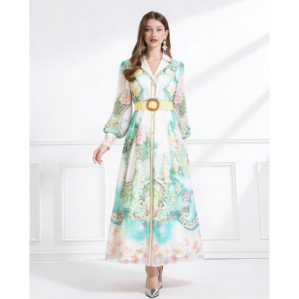 Silk linen business suit printing dress