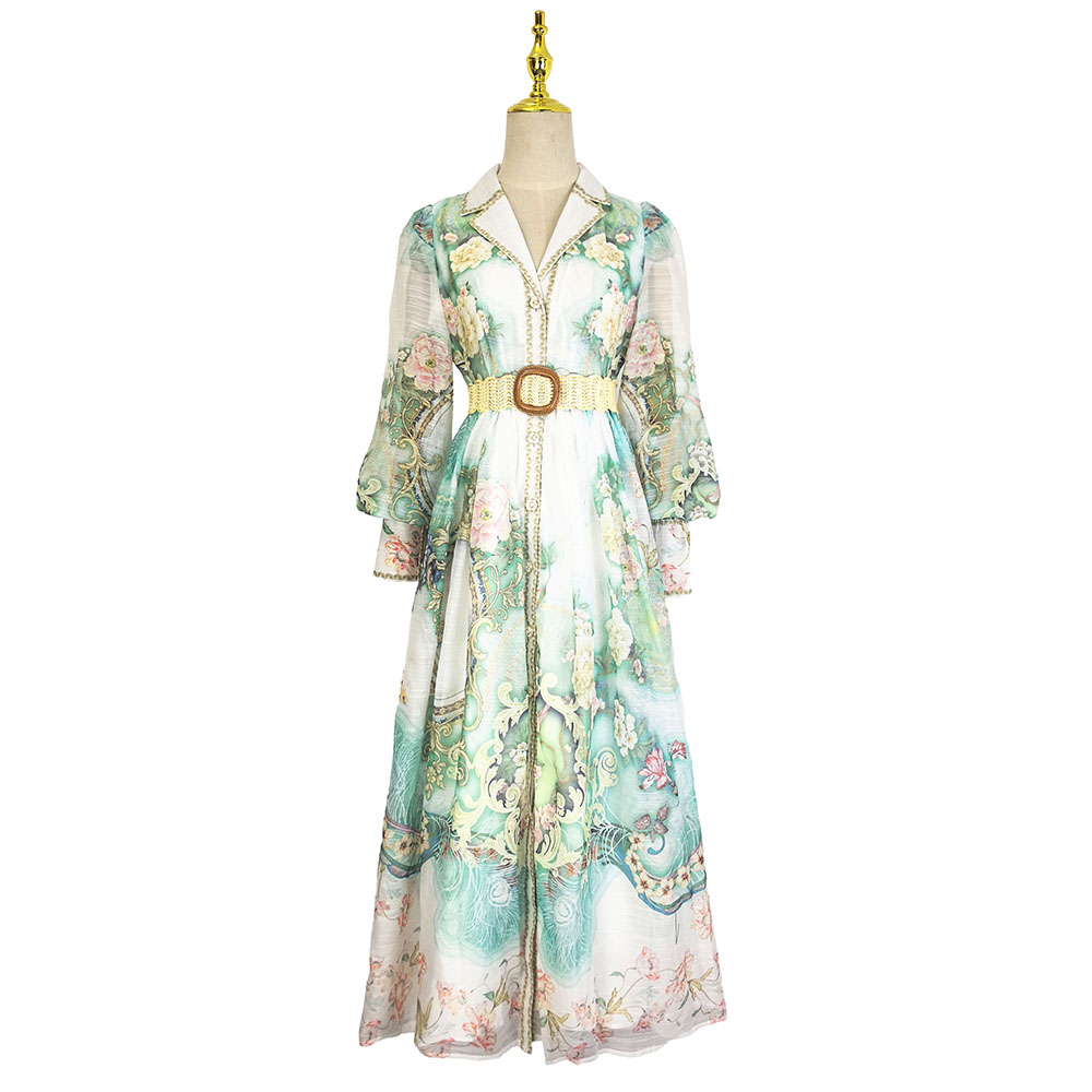 Silk linen business suit printing dress