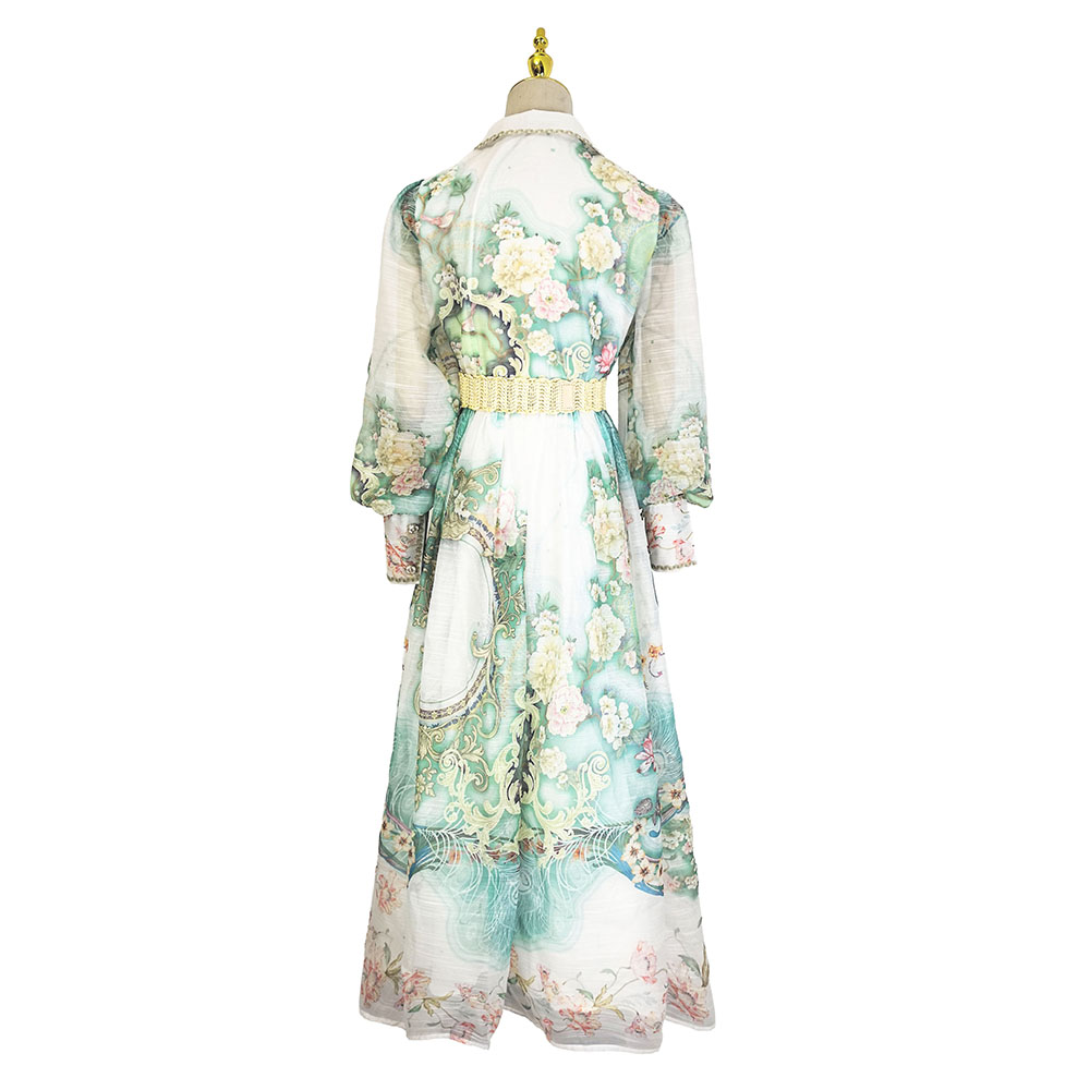 Silk linen business suit printing dress