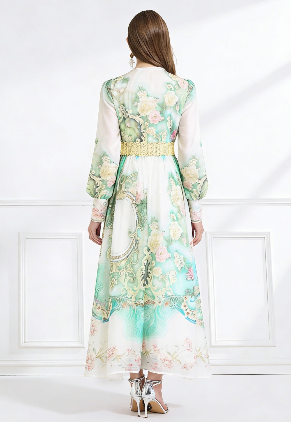 Silk linen business suit printing dress