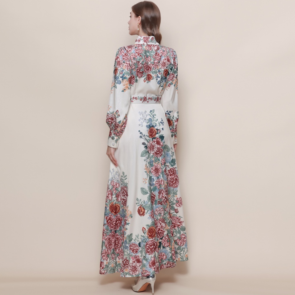 Breasted France style formal dress printing dress