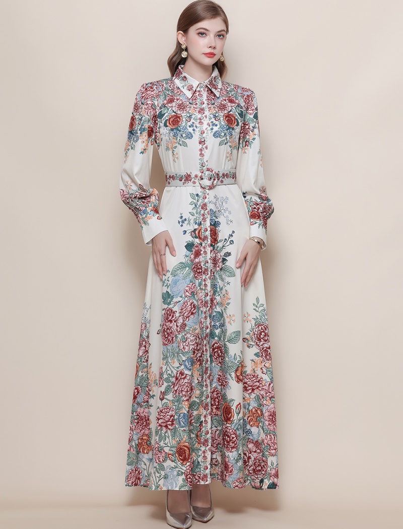 Breasted France style formal dress printing dress