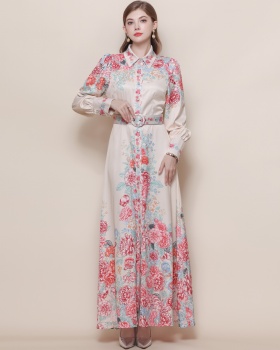 Long Western style formal dress breasted temperament dress