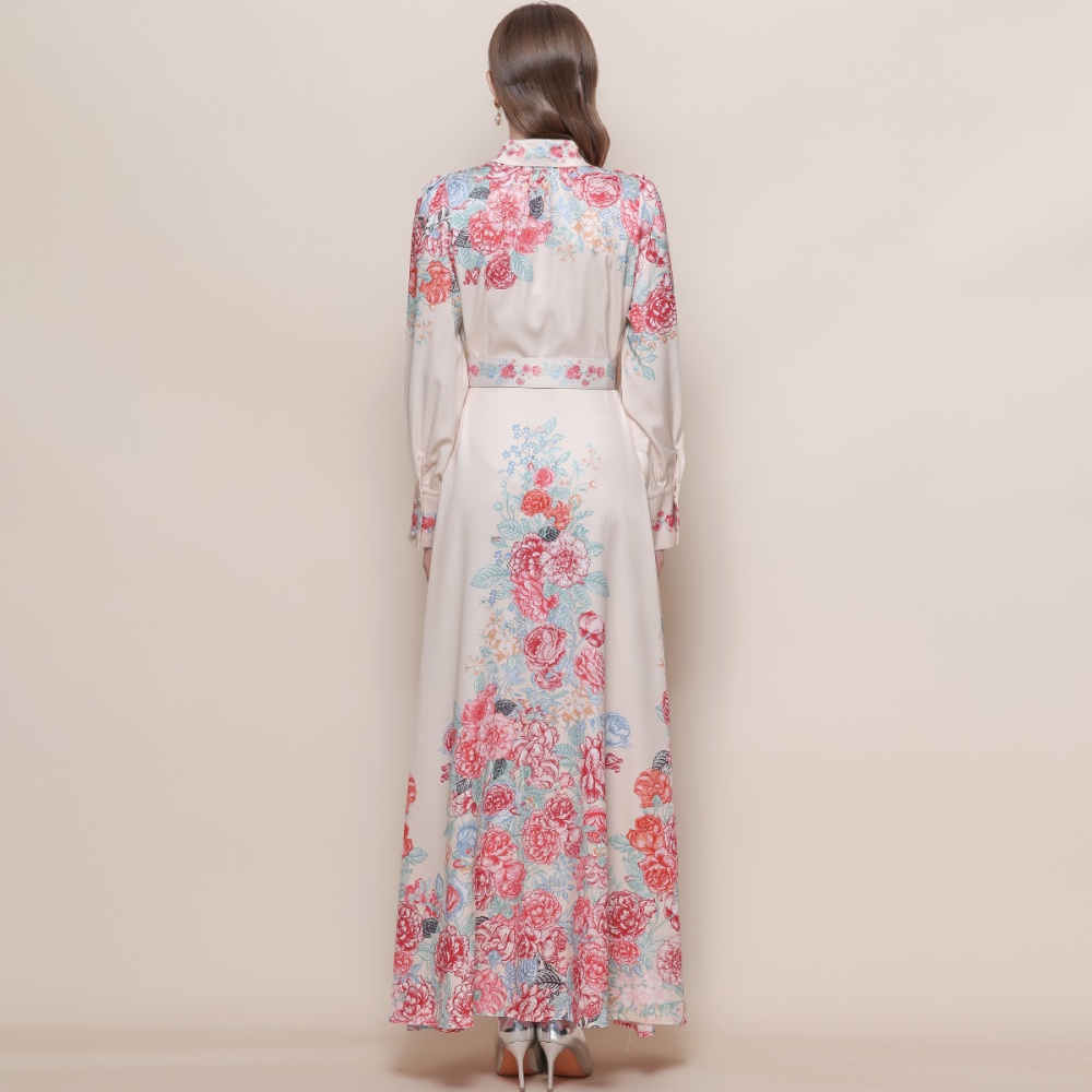 Long Western style formal dress breasted temperament dress