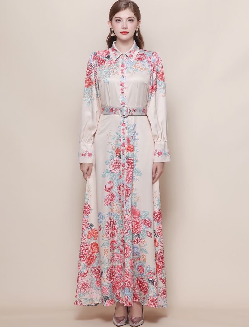 Long Western style formal dress breasted temperament dress