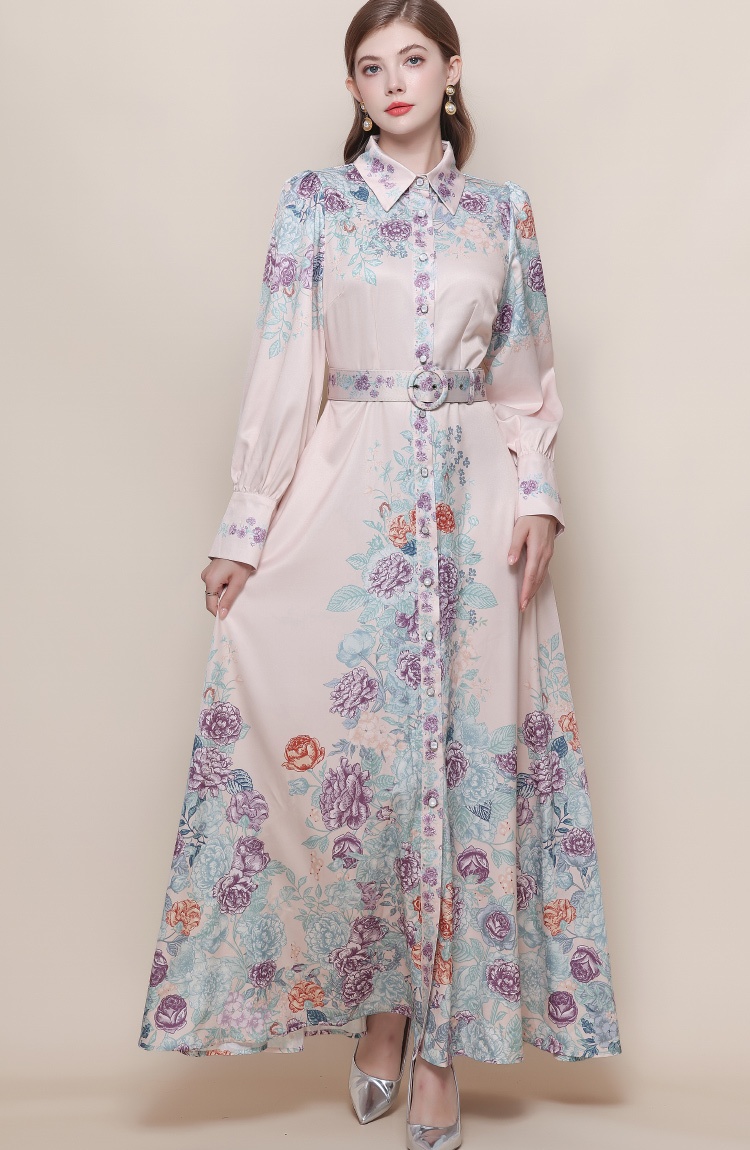 Slim retro temperament dress France style long formal dress