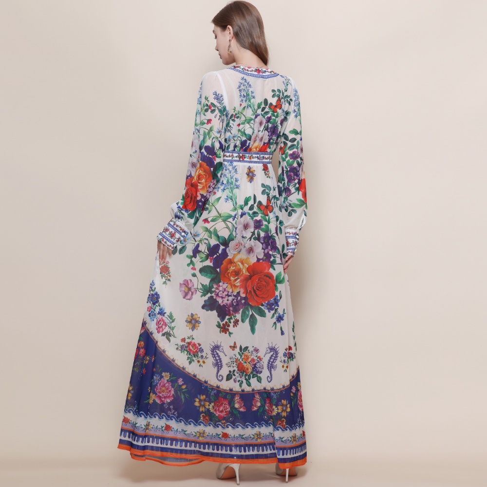 Court style retro dress big skirt long dress for women