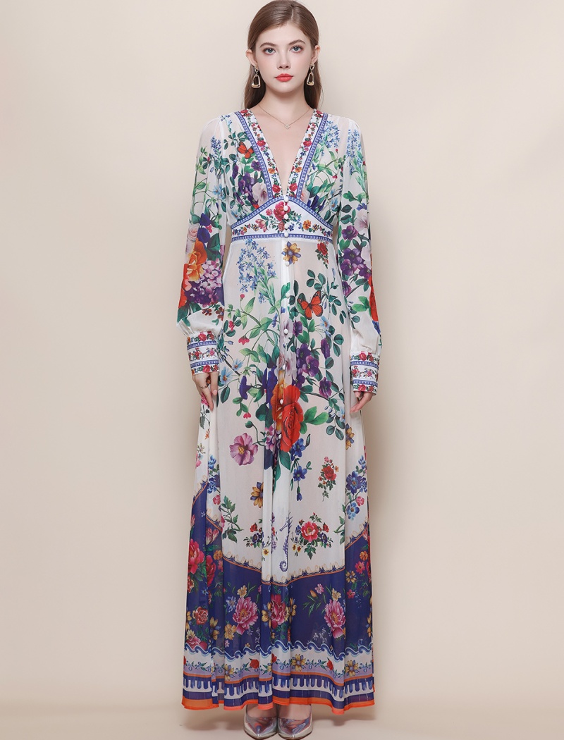 Court style retro dress big skirt long dress for women