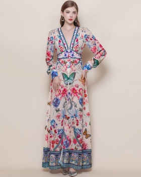 Lantern sleeve long dress dress for women