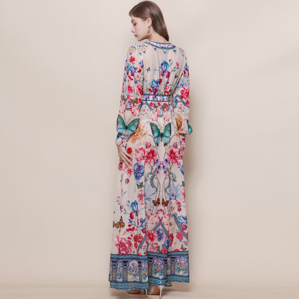 Lantern sleeve long dress dress for women