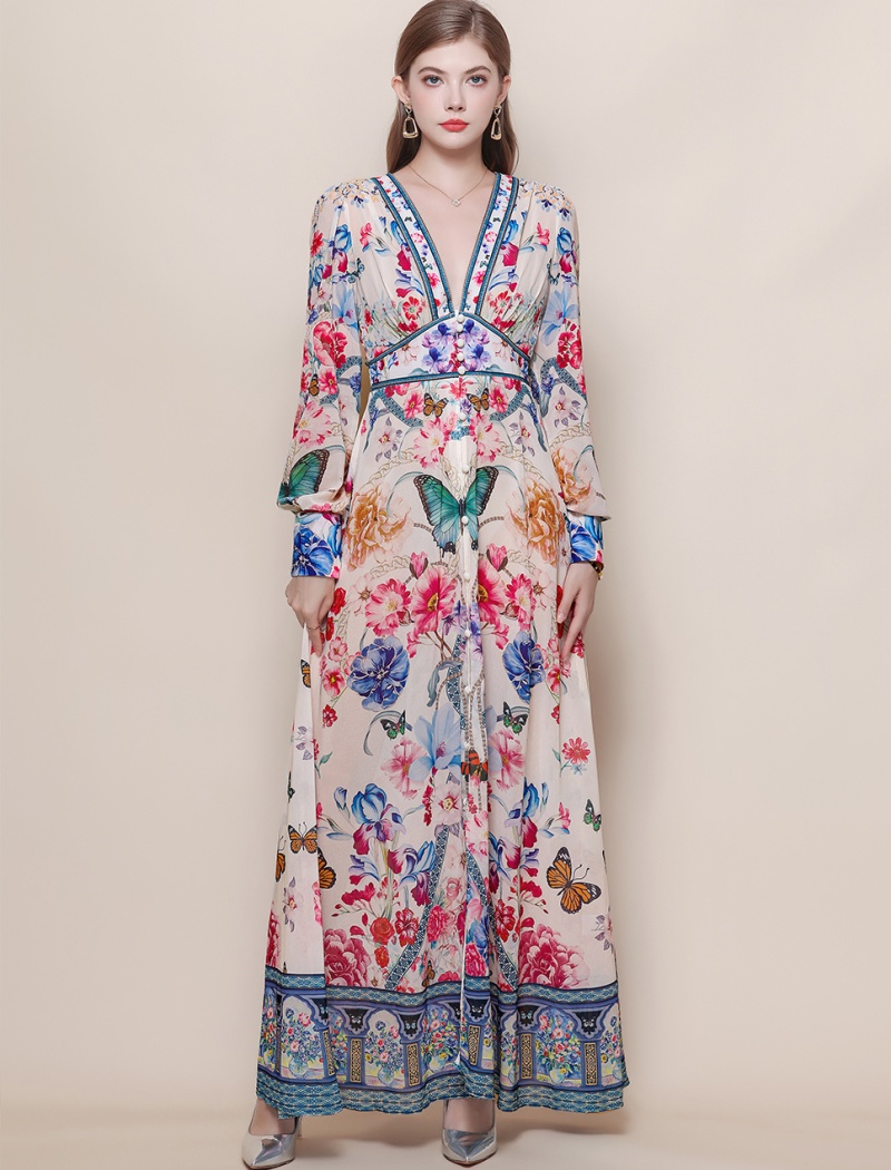 Lantern sleeve long dress dress for women