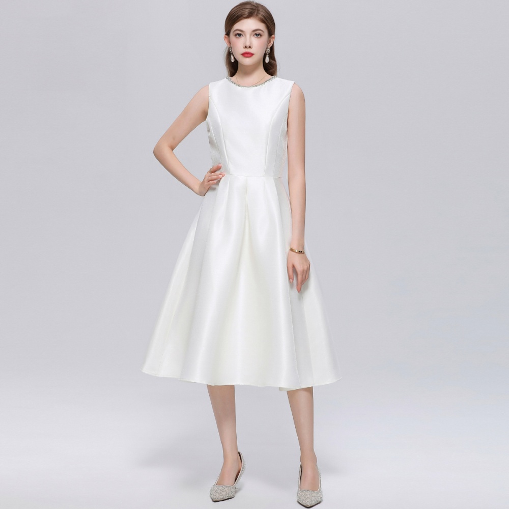 Pinched waist rhinestone France style dress for women