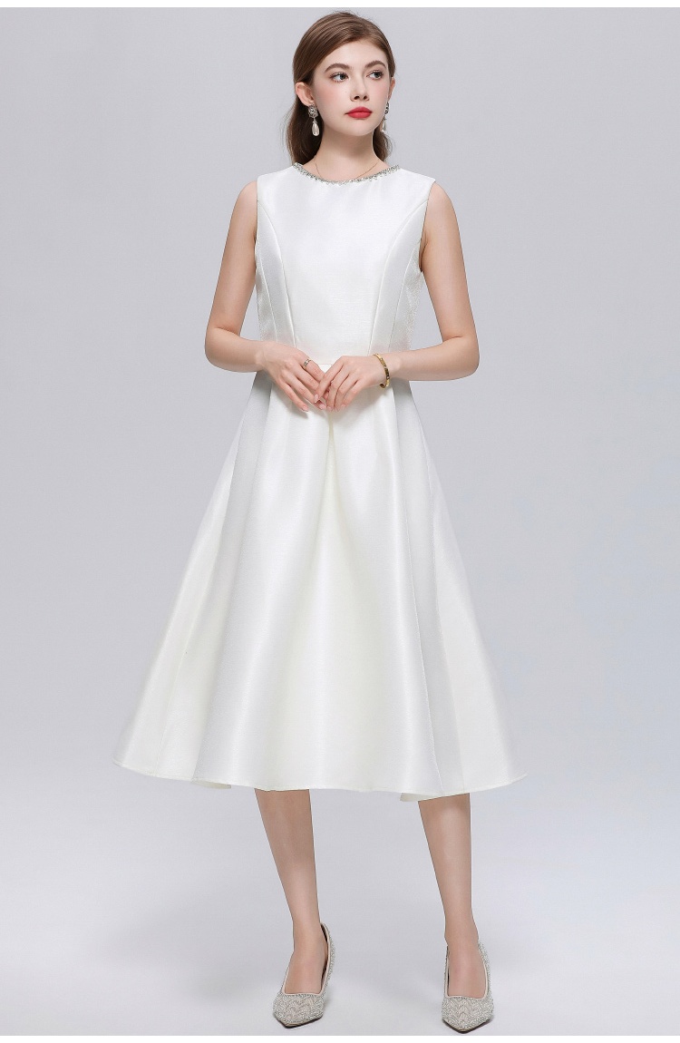 Pinched waist rhinestone France style dress for women