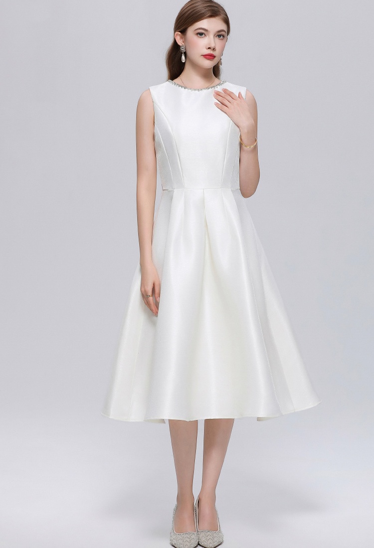 Pinched waist rhinestone France style dress for women