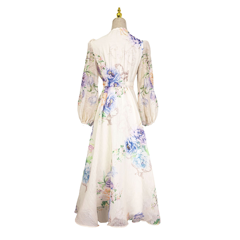 Lace V-neck spring frenum elegant single-breasted dress