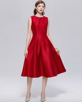 Slim Hepburn style temperament sleeveless dress for women