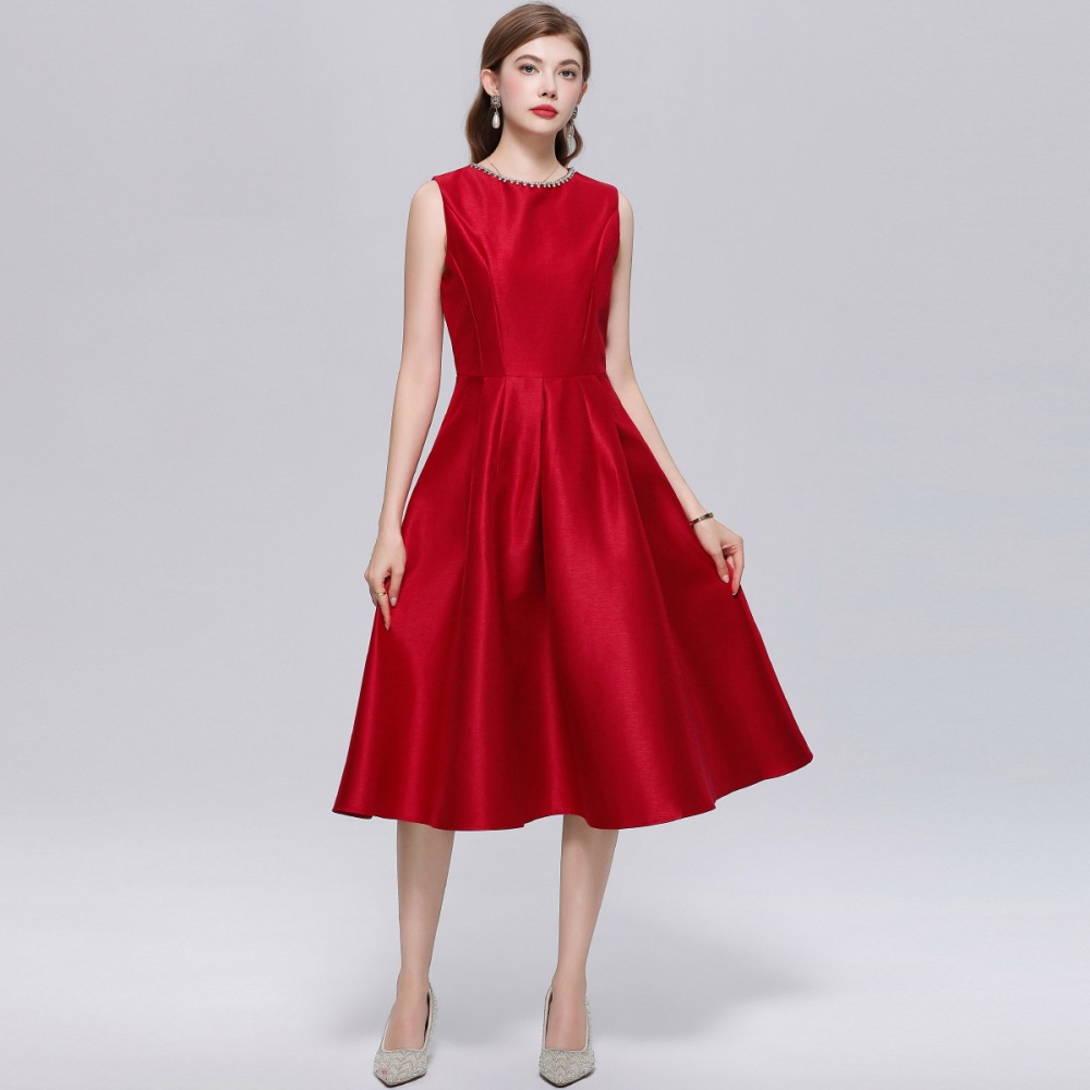 Slim Hepburn style temperament sleeveless dress for women