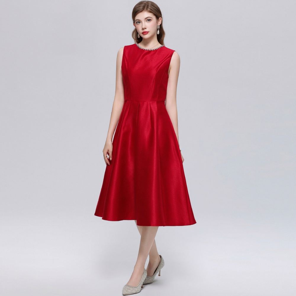 Slim Hepburn style temperament sleeveless dress for women
