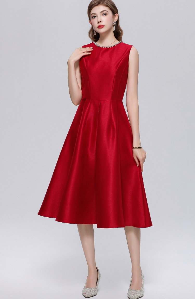 Slim Hepburn style temperament sleeveless dress for women