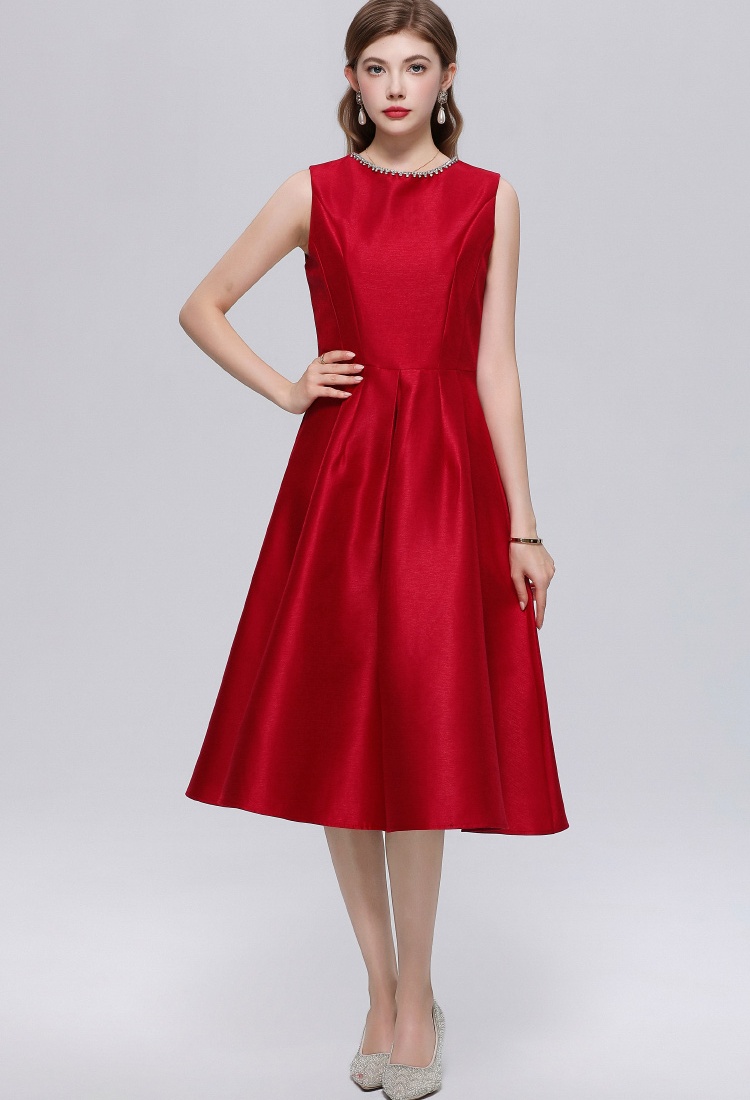 Slim Hepburn style temperament sleeveless dress for women