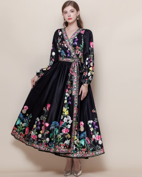 Big skirt long dress France style dress for women