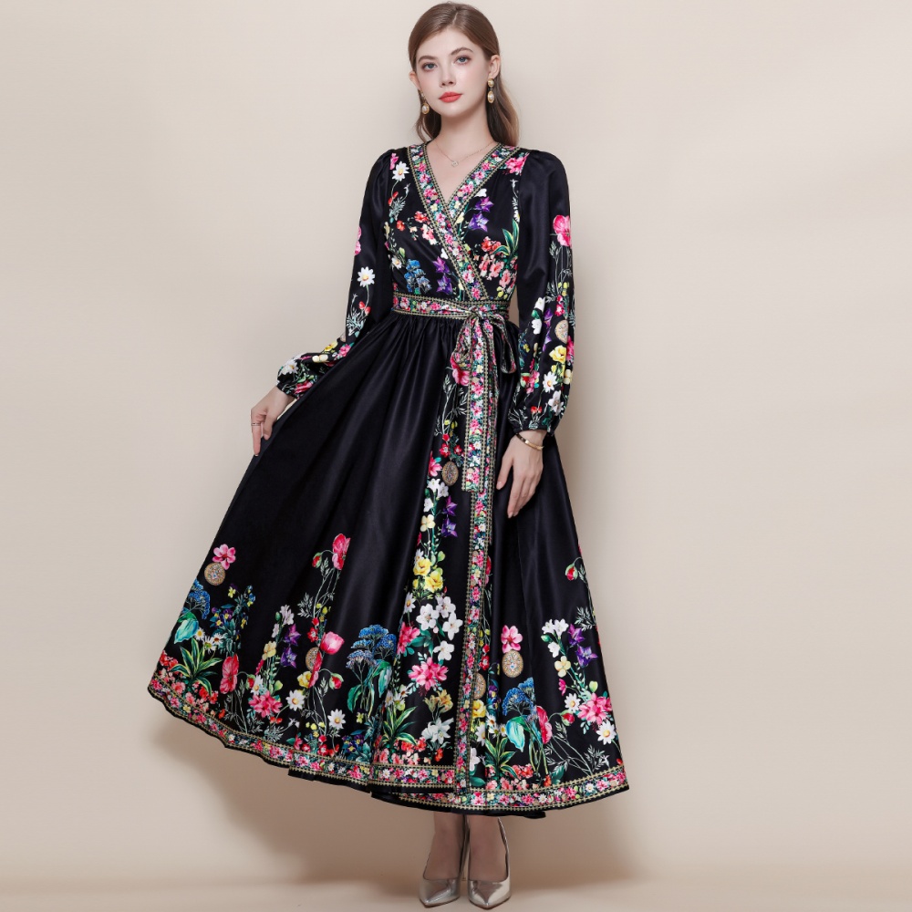 Big skirt long dress France style dress for women