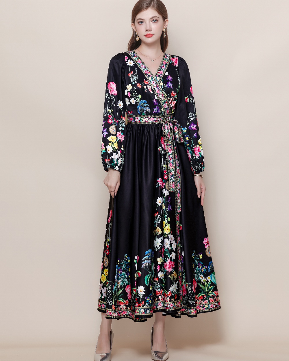 Big skirt long dress France style dress for women